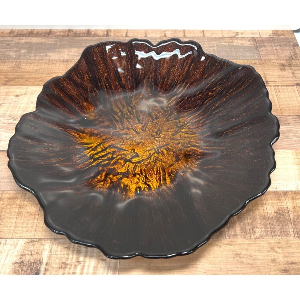 VINTAGE EDGECOMB POTTERS CRYSTALLINE CERAMIC STUDIO ART LARGE DISH